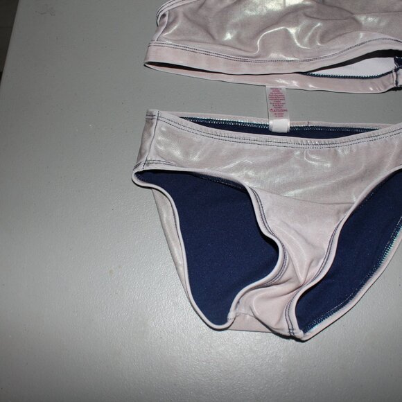 Silver & Blue 2 Pcs Justice Bikini Swimsuit Size 7 - Picture 3 of 10